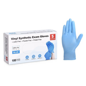 Schneider Disposable Vinyl Synthetic Exam Gloves 10x100 Case Pack - VSFB30 Blue - 4Mil - SchneiderDirect.com