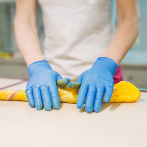 Schneider Disposable Vinyl Synthetic Exam Gloves 10x100 Case Pack - VSFB30 Blue - 4Mil - SchneiderDirect.com