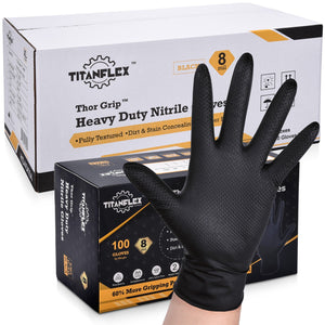 TitanFlex Disposable Heavy-Duty Nitrile Gloves 10x100 Case Pack - Black (HD45K) - 8Mil