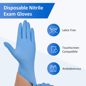Nitrile Gloves Latex-Free 10x100 Case Pack 4Mil Disposable Gloves Blue, Schneider (NBFT70)