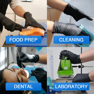 Vinyl Gloves Latex-Free 10x100 Case Pack 4Mil Disposable Gloves Black, Schneider (VSFK31)