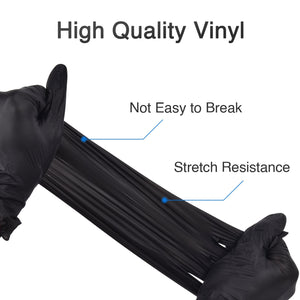 Vinyl Gloves Latex-Free 10x100 Case Pack 4Mil Disposable Gloves Black, Schneider (VSFK31)