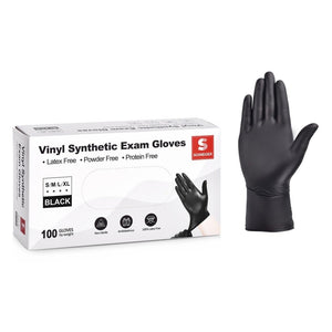 Vinyl Gloves Latex-Free 10x100 Case Pack 4Mil Disposable Gloves Black, Schneider (VSFK31)