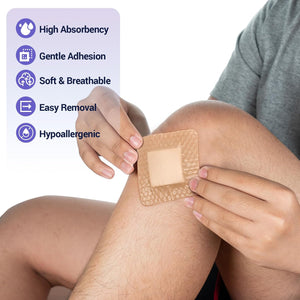 Silicone Foam Dressing 3x3 with Border - High Absorbency Patch - Pack of 10 - SchneiderDirect.com