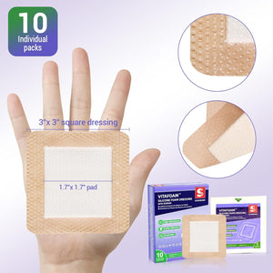 Silicone Foam Dressing 3x3 with Border - High Absorbency Patch - Pack of 10 - SchneiderDirect.com
