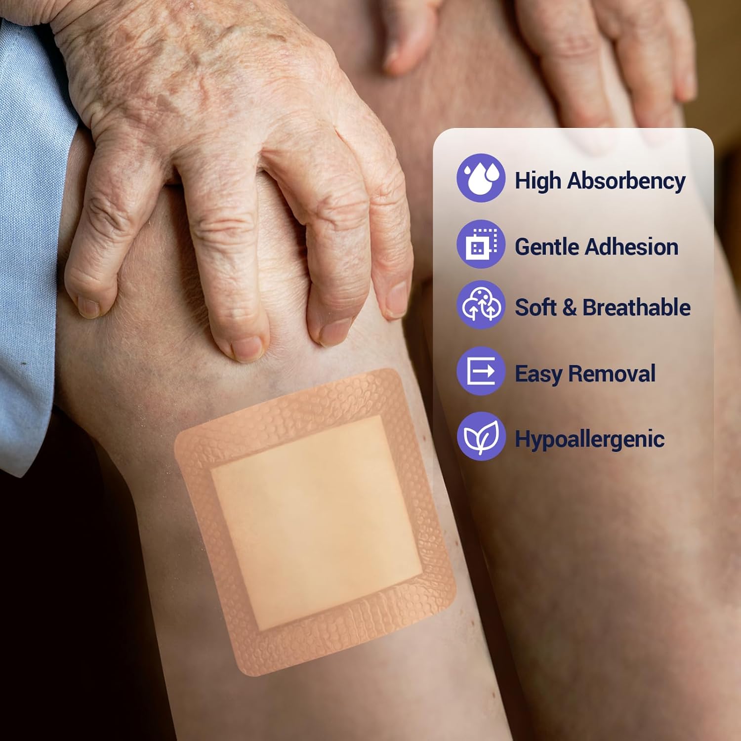 Silicone Foam Dressing – High Absorbency Wound Bandage with Border, 4"x4", Schneider VitaFoam - SchneiderDirect.com