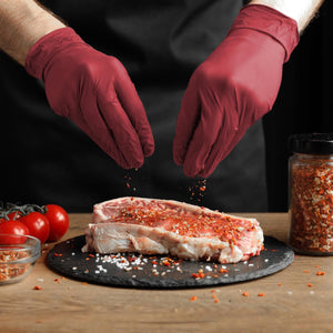 SwiftGrip Disposable Light-Duty Nitrile Exam Gloves 20x50 Case Pack - Burgundy EN35U - 3Mil - SchneiderDirect.com