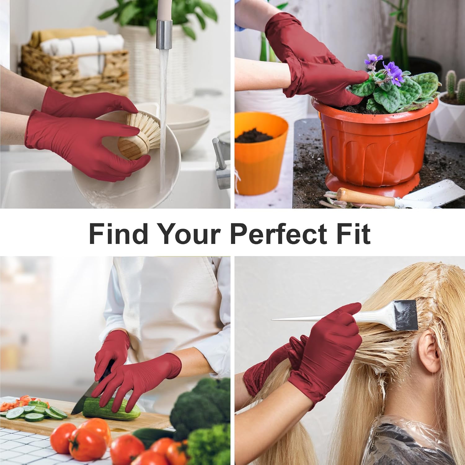 SwiftGrip Disposable Light-Duty Nitrile Exam Gloves 20x50 Case Pack - Burgundy EN35U - 3Mil - SchneiderDirect.com