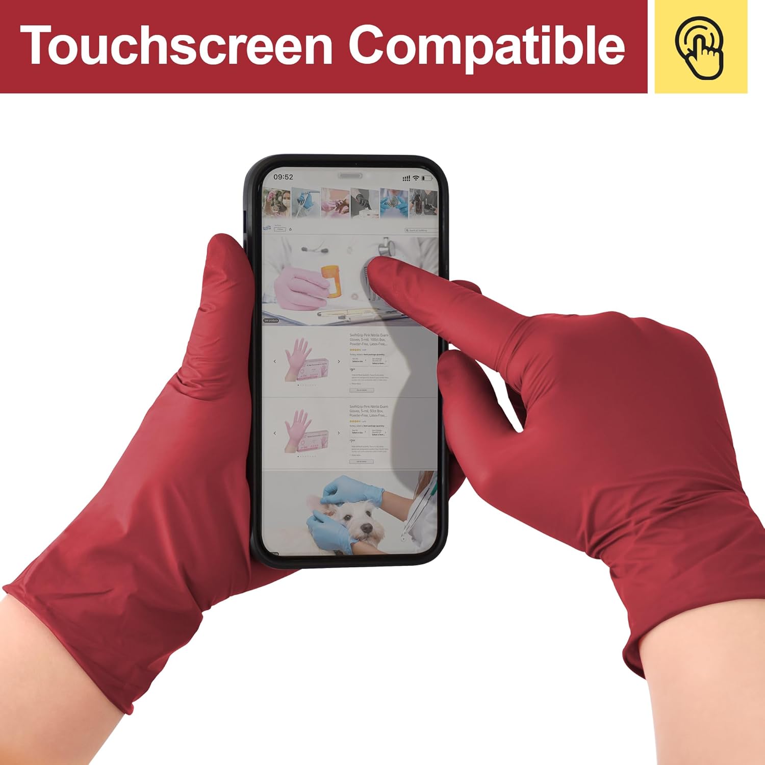 SwiftGrip Disposable Light-Duty Nitrile Exam Gloves 20x50 Case Pack - Burgundy EN35U - 3Mil - SchneiderDirect.com