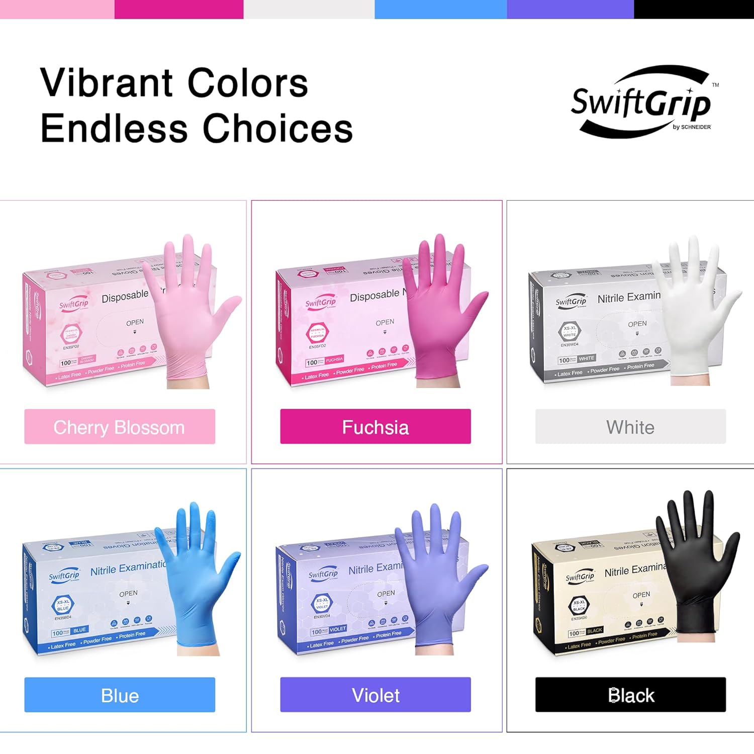 SwiftGrip Disposable Light-Duty Nitrile Exam Gloves 10x100 Case Pack - EN35U Violet - 3Mil - SchneiderDirect.com
