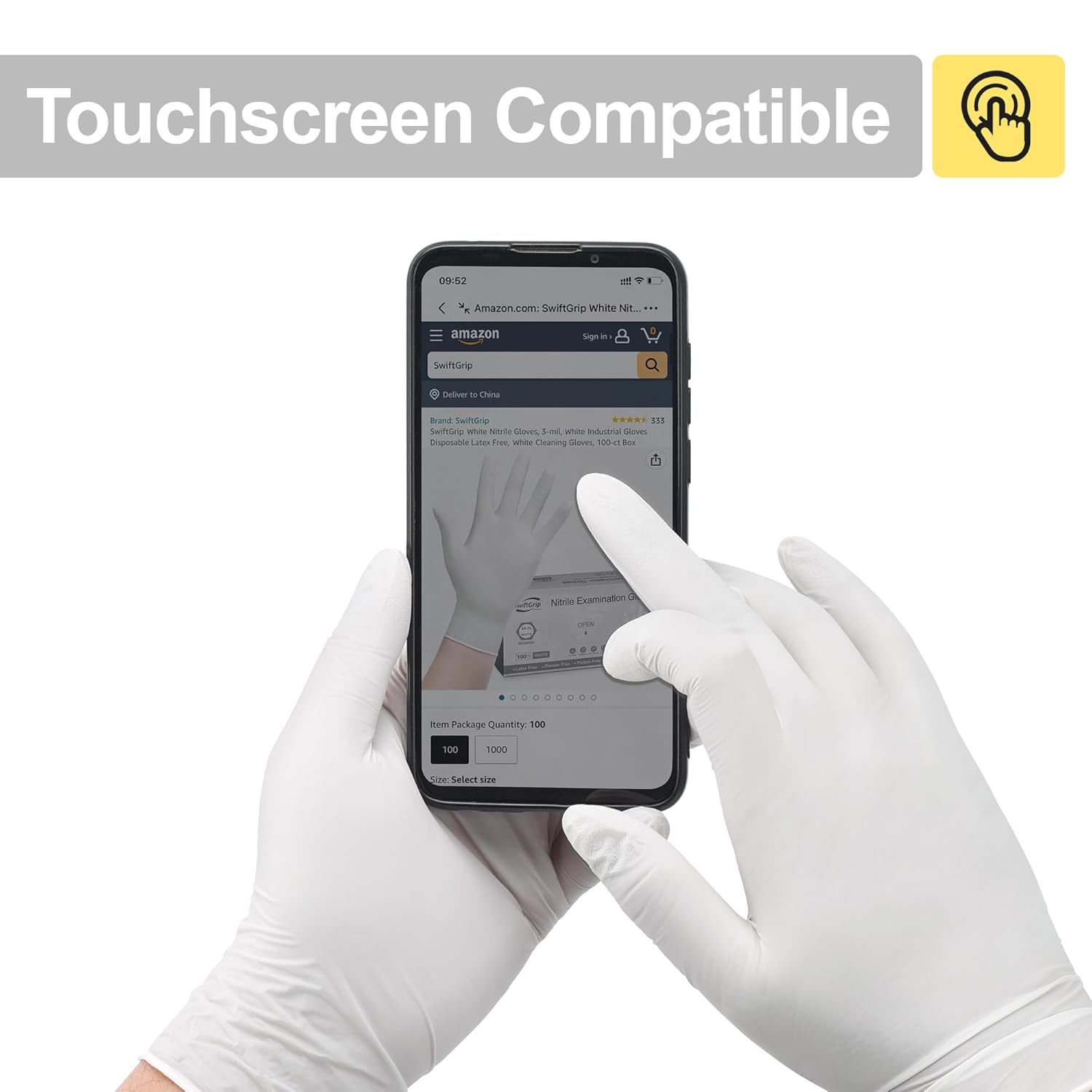 SwiftGrip Disposable Light-Duty Nitrile Exam Gloves 20x50 Case Pack - EN35W White - 3Mil - SchneiderDirect.com