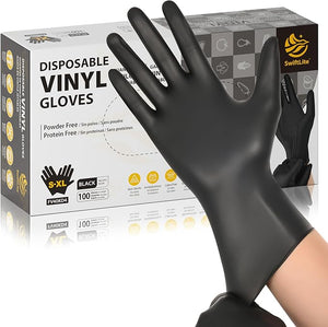 Swiftlite Disposable Vinyl Gloves - Black (FV40KD) 4Mil