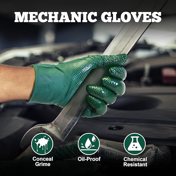 TitanFlex Disposable Heavy-Duty Industrial Nitrile Gloves 10x100 Case Pack – HD25X Dark Green - 6Mil - SchneiderDirect.com