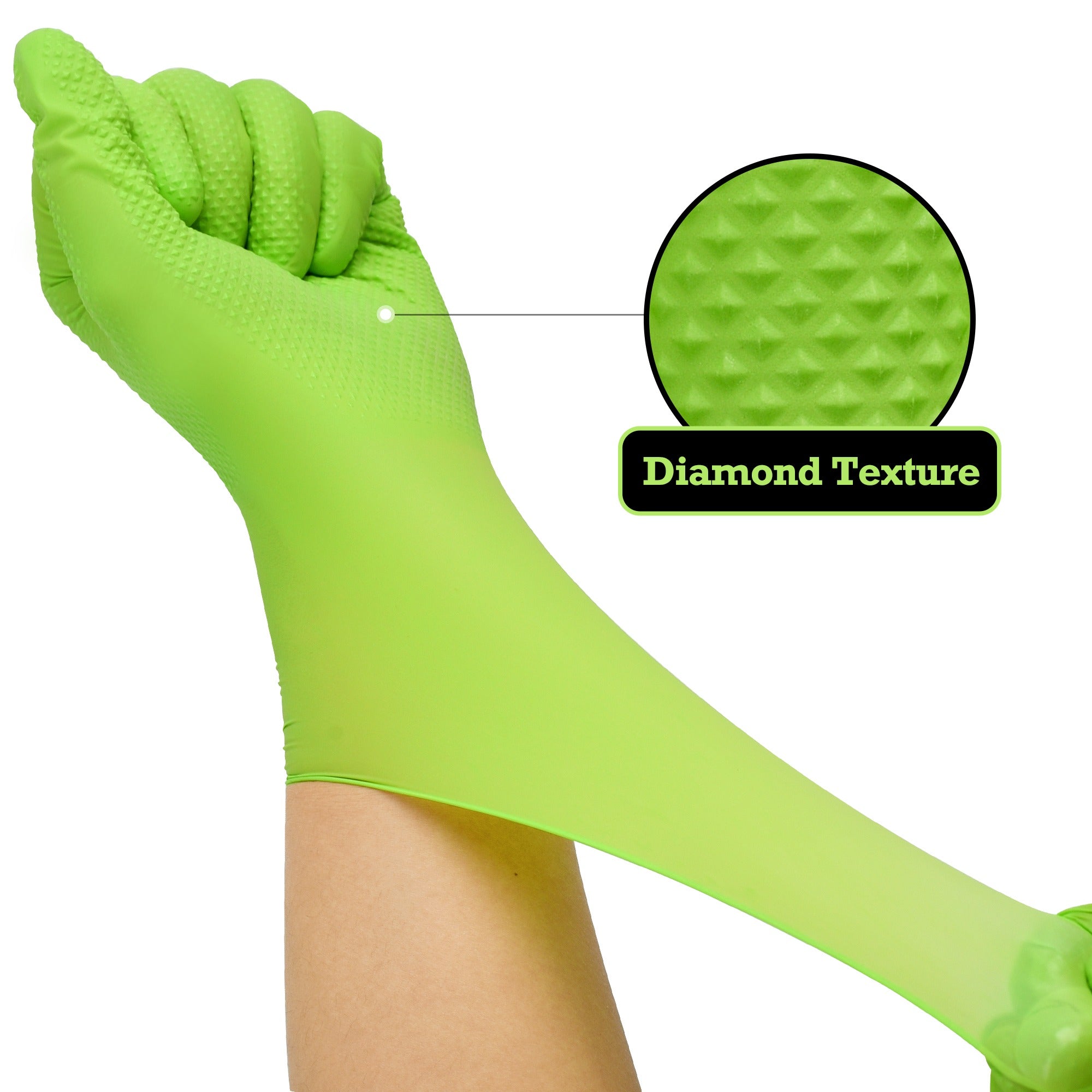 TitanFlex HD45G Heavy Duty Green Industrial Nitrile Gloves - Raised diamond texture (RDT)