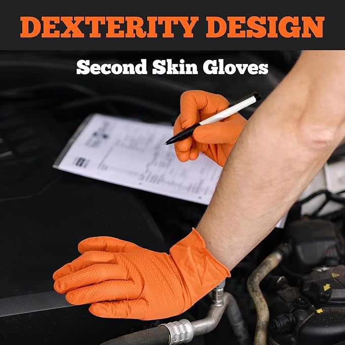 TitanFlex Disposable Heavy-Duty Nitrile Gloves 10x100 Case Pack - HD25A Orange - 6Mil - SchneiderDirect.com