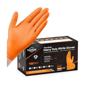 TitanFlex Disposable Heavy-Duty Nitrile Gloves 10x100 Case Pack - HD25A Orange - 6Mil - SchneiderDirect.com