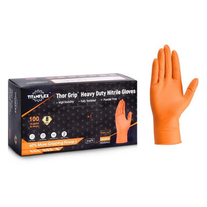 Nitrile Gloves Latex-Free 10x100 Case Pack 8Mil Disposable Gloves Orange, TitanFlex (HD45A)