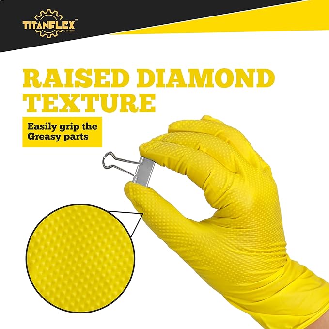 Nitrile Gloves Powder-Free 20x50 Case Pack 6Mil Disposable Gloves Yellow, TitanFlex (HD25Y)