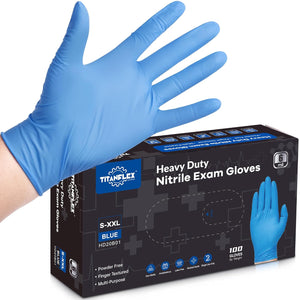 TitanFlex Disposable Heavy-Duty Nitrile Exam Gloves 10x100 Case Pack - Blue HD20B - 6Mil - SchneiderDirect.com