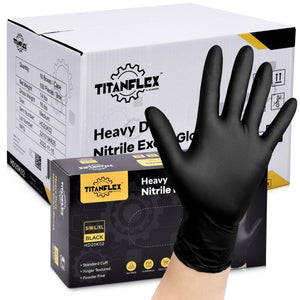 TitanFlex Disposable Heavy-Duty Exam Gloves 10x100 Case Pack - Black HD20K - 6Mil - SchneiderDirect.com