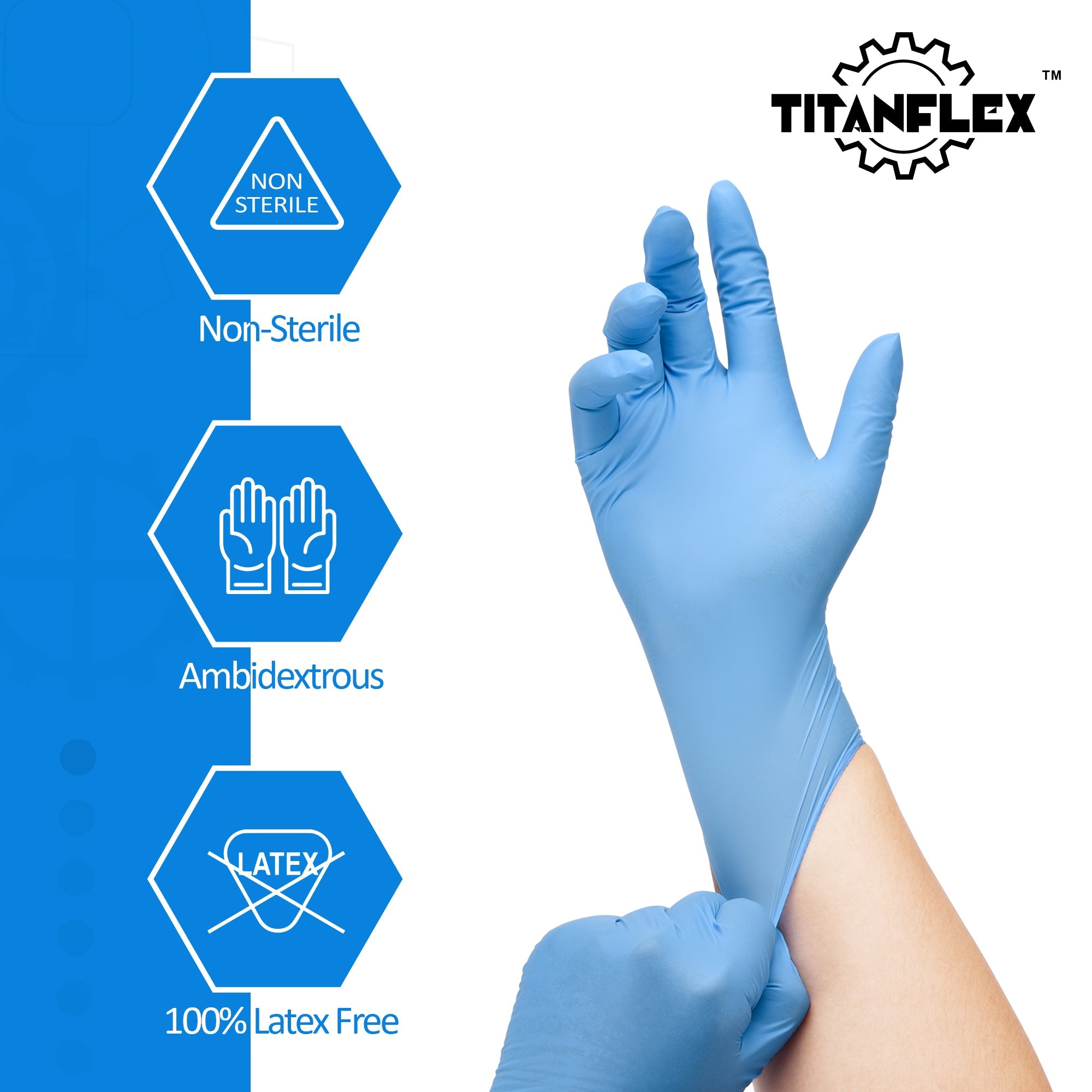 TitanFlex Disposable Heavy-Duty Nitrile Exam Gloves 10x100 Case Pack - Blue HD20B - 6Mil - SchneiderDirect.com