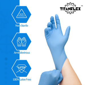 TitanFlex Disposable Heavy-Duty Nitrile Exam Gloves 10x100 Case Pack - Blue HD20B - 6Mil - SchneiderDirect.com