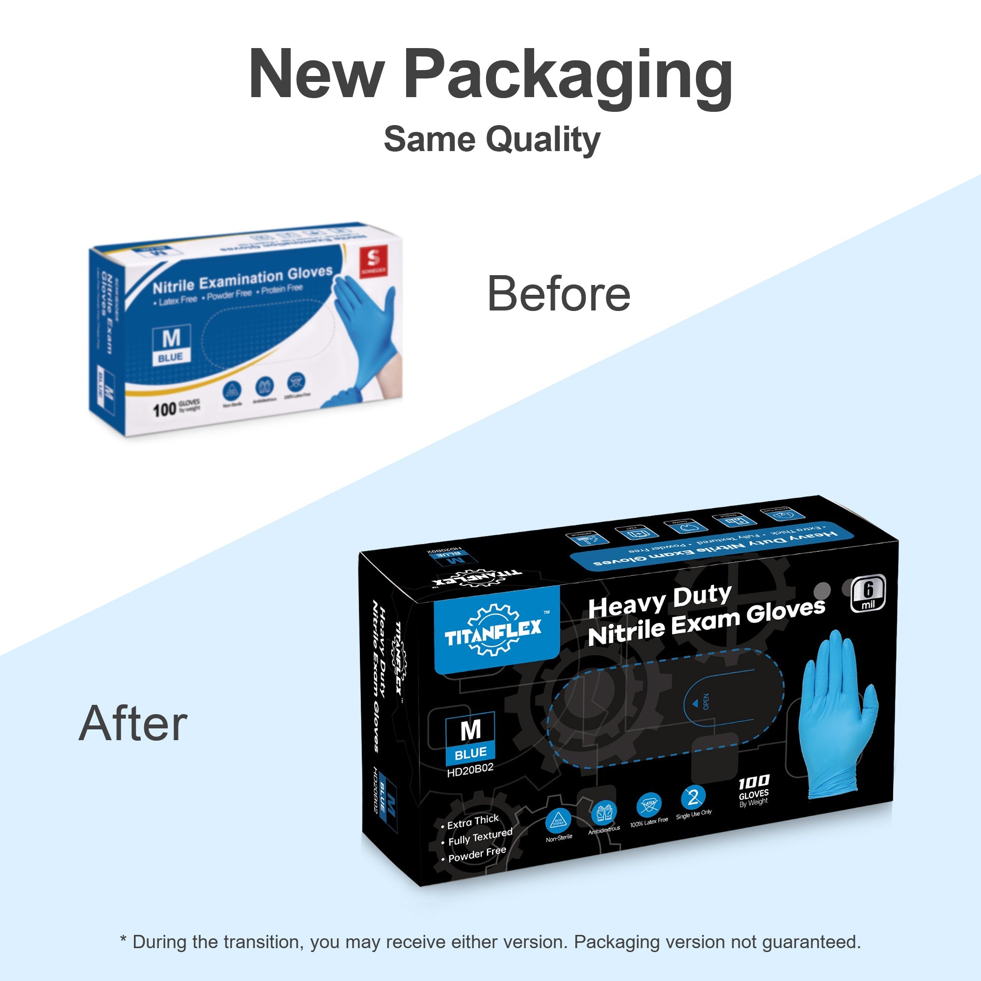 TitanFlex Disposable Heavy-Duty Nitrile Exam Gloves 10x100 Case Pack - Blue HD20B - 6Mil - SchneiderDirect.com